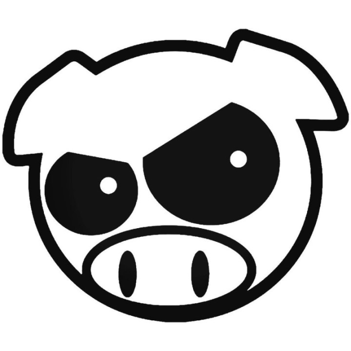 Angry Pig Face Stickers – JDM Cartoon Decals (2-Pack)
