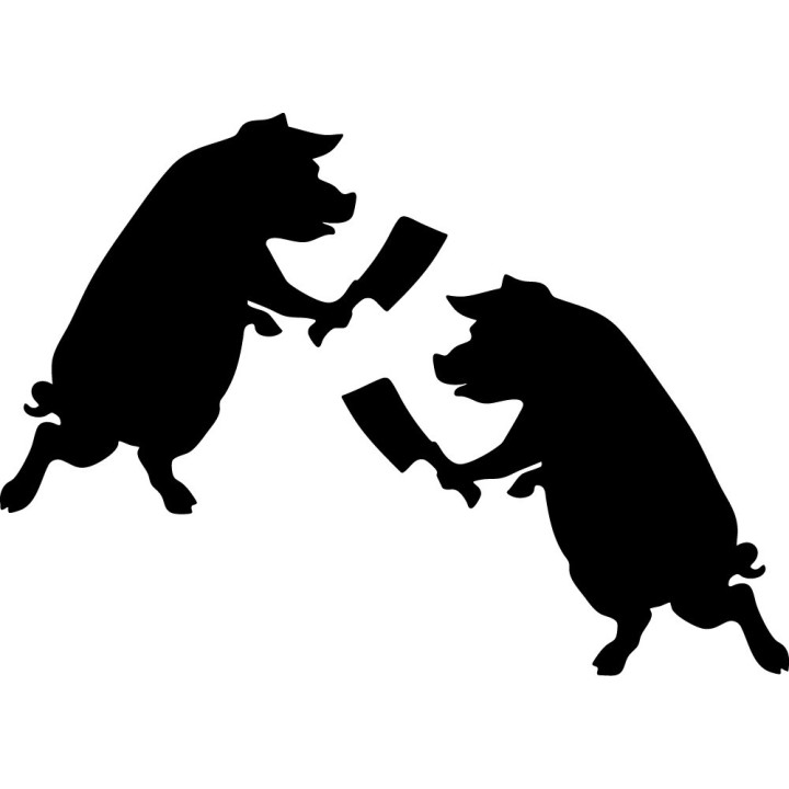 Pig with Cleaver Stickers – Funny BBQ Pig Decals (2-Pack)