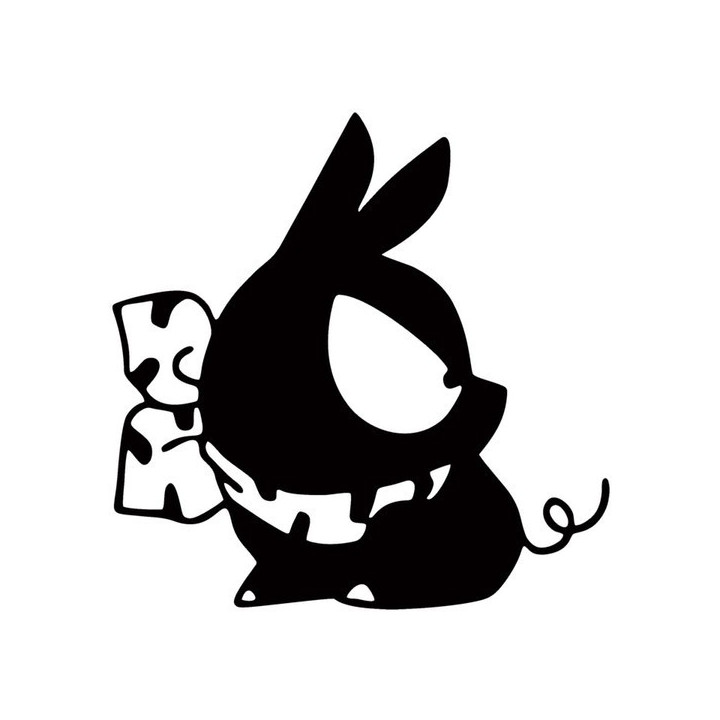Evil Bunny Stickers – Cartoon Rabbit Cheese Decals (2-Pack)