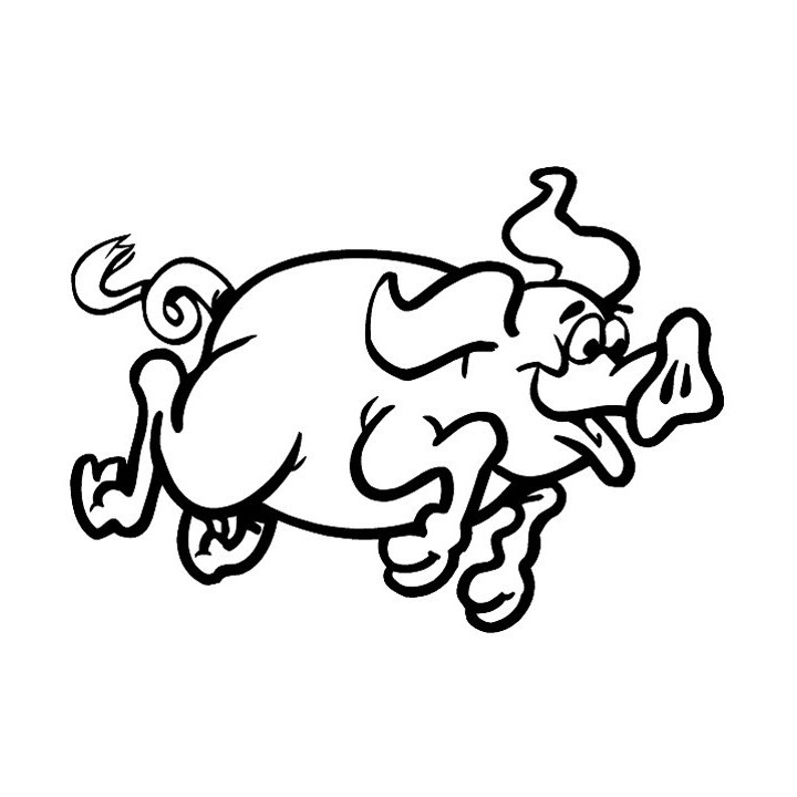 Running Pig Stickers – Cartoon Farm Animal Decals (2-Pack)