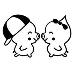 Cute Cartoon Pig Couple Stickers – Kawaii Decals (2-Pack)
