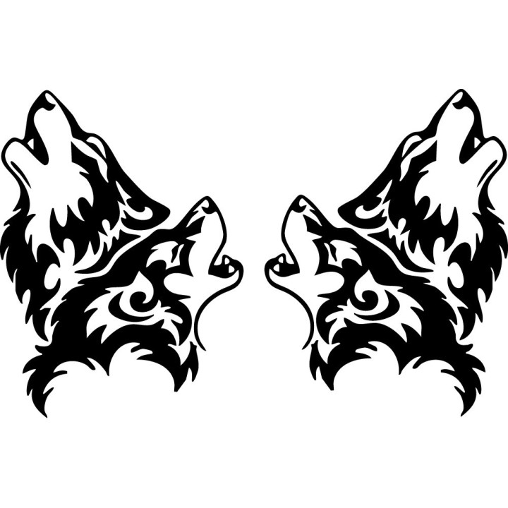 Wild Wolf V67 Stickers – Howling Wolf Animal Silhouette Decals (2-Pack)