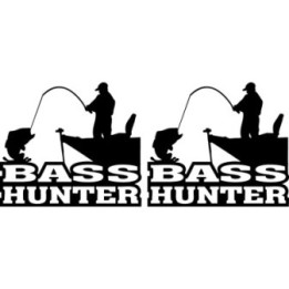 Bass Hunter Fishing Stickers – Largemouth Freshwater Angling Decals (2-Pack)