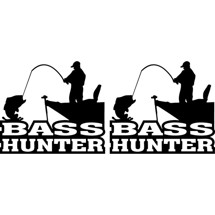 Bass Hunter Fishing Stickers – Largemouth Freshwater Angling Decals (2-Pack)