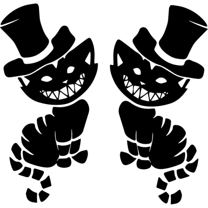 Cheshire Cat Stickers – Alice in Wonderland Decals (2-Pack)