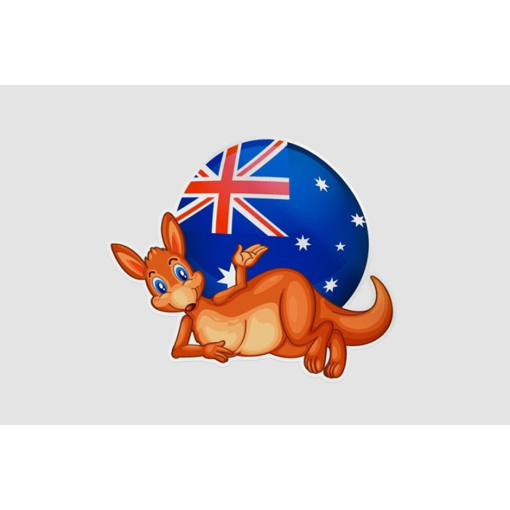 A Kangaroo In Front Of The Ball With The Australian Flag Sticker - DecalsHouse