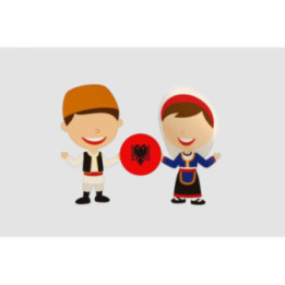 Albania Boy And Girl Holding Flag Sticker - DecalsHouse