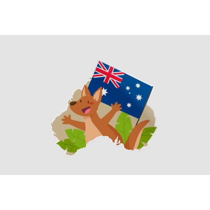 Australia Day With Smiley Kangaroo Sticker - DecalsHouse