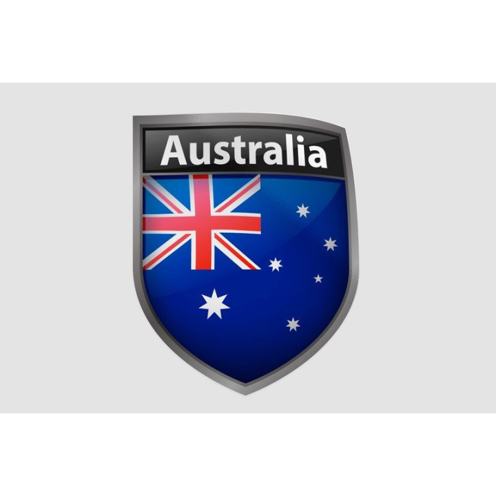Australia Flag On Badge Design Sticker - DecalsHouse
