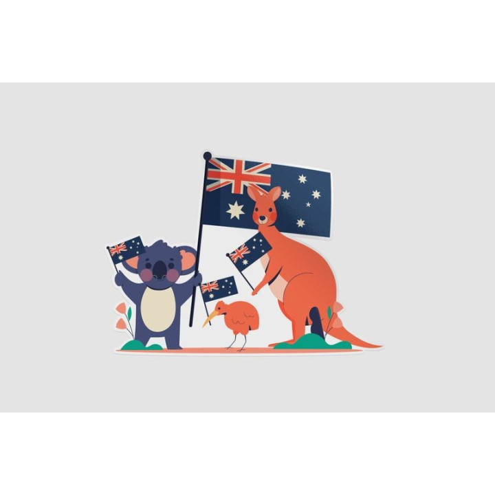 Australia Flag With Animals Sticker - DecalsHouse