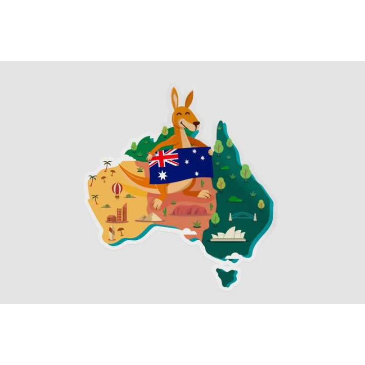 Australia Map Style 14 Sticker - DecalsHouse