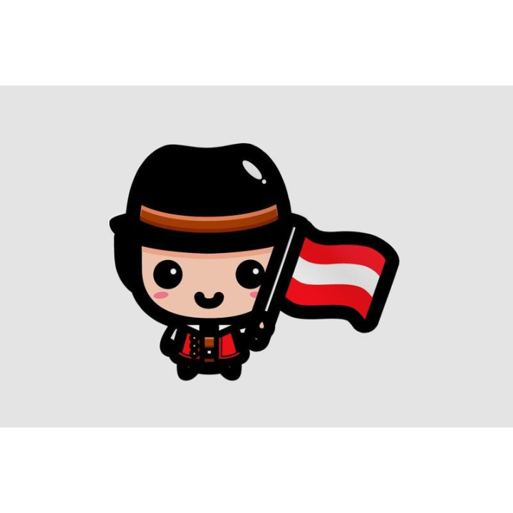 Austria Boy With Flag Sticker - DecalsHouse