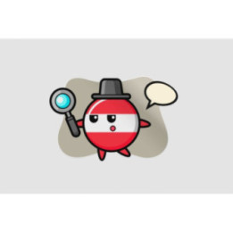 Austria Flag Badge Cartoon Character Searching With A Magnifying Glass Sticker - DecalsHouse