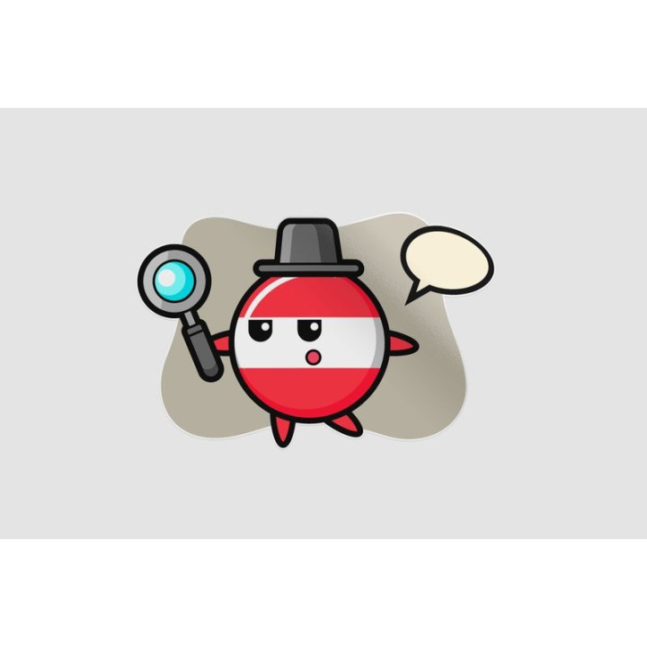 Austria Flag Badge Cartoon Character Searching With A Magnifying Glass Sticker - DecalsHouse