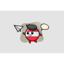 Austria Flag Badge Cartoon Character Throwing Paper Airplane Sticker - DecalsHouse