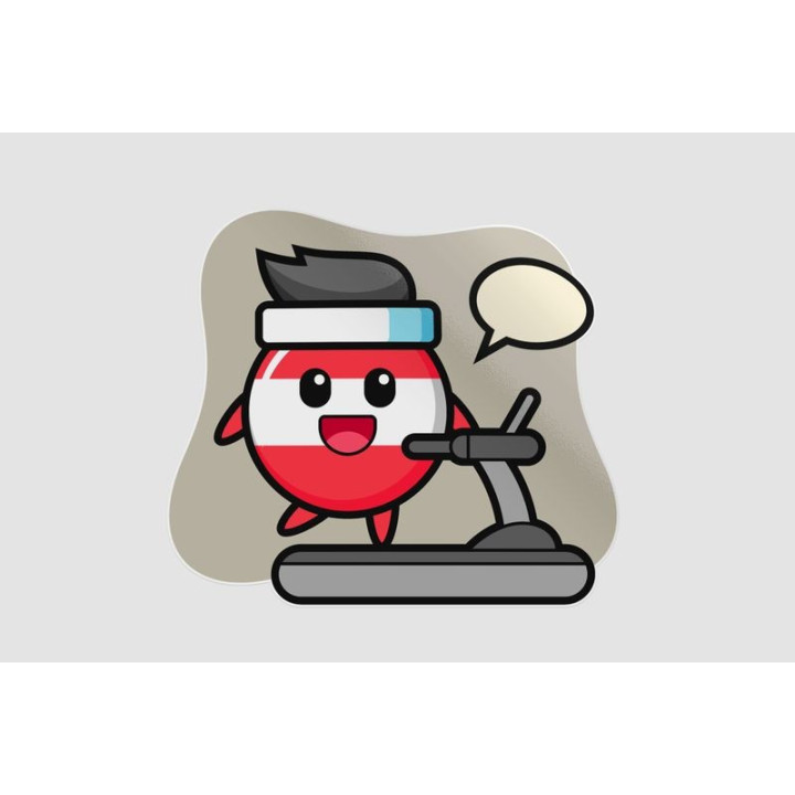 Austria Flag Badge Cartoon Character Walking On The Treadmill Sticker - DecalsHouse