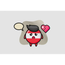 Austria Flag Badge Cartoon Illustration Is Broken Heart Sticker - DecalsHouse