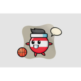 Austria Flag Badge Cartoon Is Playing Basketball Sticker - DecalsHouse