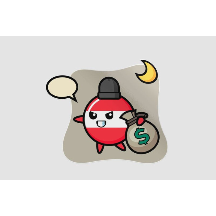 Austria Flag Badge Cartoon Is Stolen The Money Sticker - DecalsHouse