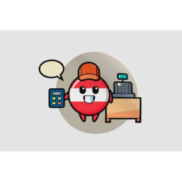Austria Flag Badge Character As A Cashier Sticker - DecalsHouse