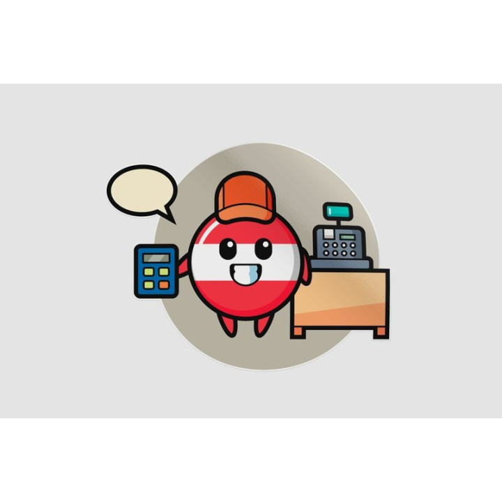 Austria Flag Badge Character As A Cashier Sticker - DecalsHouse