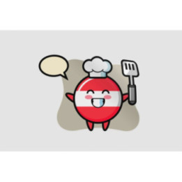 Austria Flag Badge Character As A Chef Is Cooking Sticker - DecalsHouse