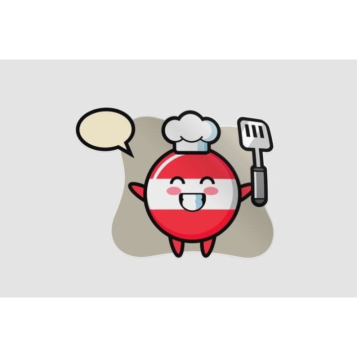 Austria Flag Badge Character As A Chef Is Cooking Sticker - DecalsHouse