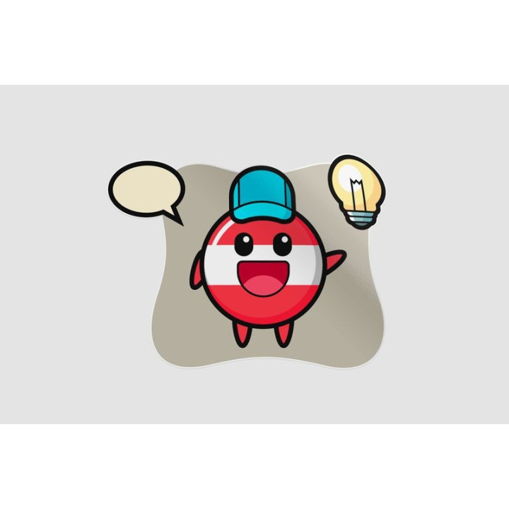 Austria Flag Badge Character Cartoon Getting The Idea Sticker - DecalsHouse