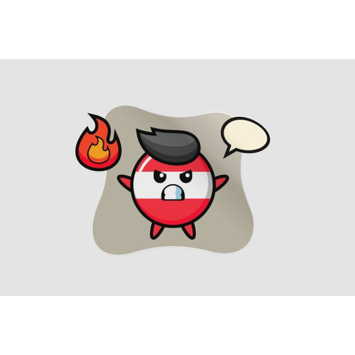 Austria Flag Badge Character Cartoon With Angry Gesture Sticker - DecalsHouse