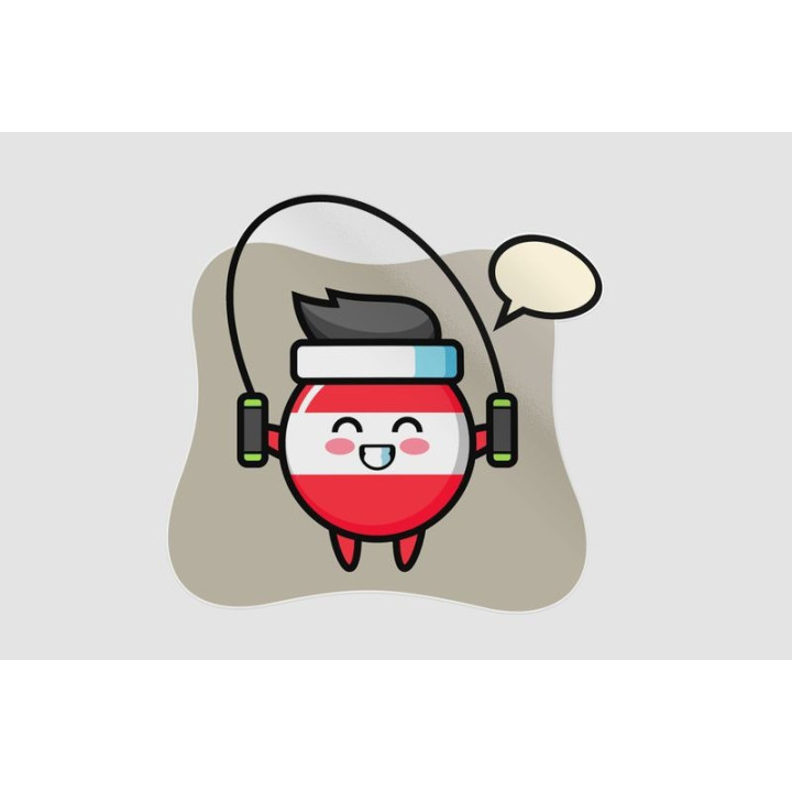 Austria Flag Badge Character Cartoon With Skipping Rope Sticker - DecalsHouse