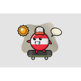 Austria Flag Badge Character Ride A Skateboard Sticker - DecalsHouse