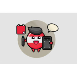 Austria Flag Badge Mascot As A Graphic Designer Sticker - DecalsHouse