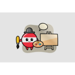 Austria Flag Badge Mascot As A Painter Sticker - DecalsHouse