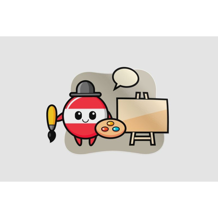 Austria Flag Badge Mascot As A Painter Sticker - DecalsHouse