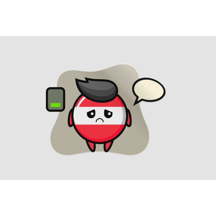 Austria Flag Badge Mascot Character Doing A Tired Gesture Sticker - DecalsHouse