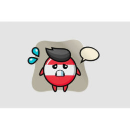 Austria Flag Badge Mascot Character With Afraid Gesture Sticker - DecalsHouse