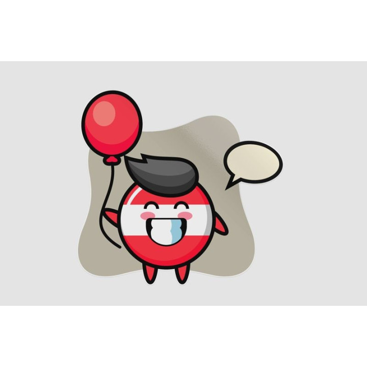 Austria Flag Badge Mascot Illustration Is Playing Balloon Sticker - DecalsHouse
