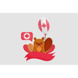 Beaver With Canadian Balloon And Bubble Sticker - DecalsHouse