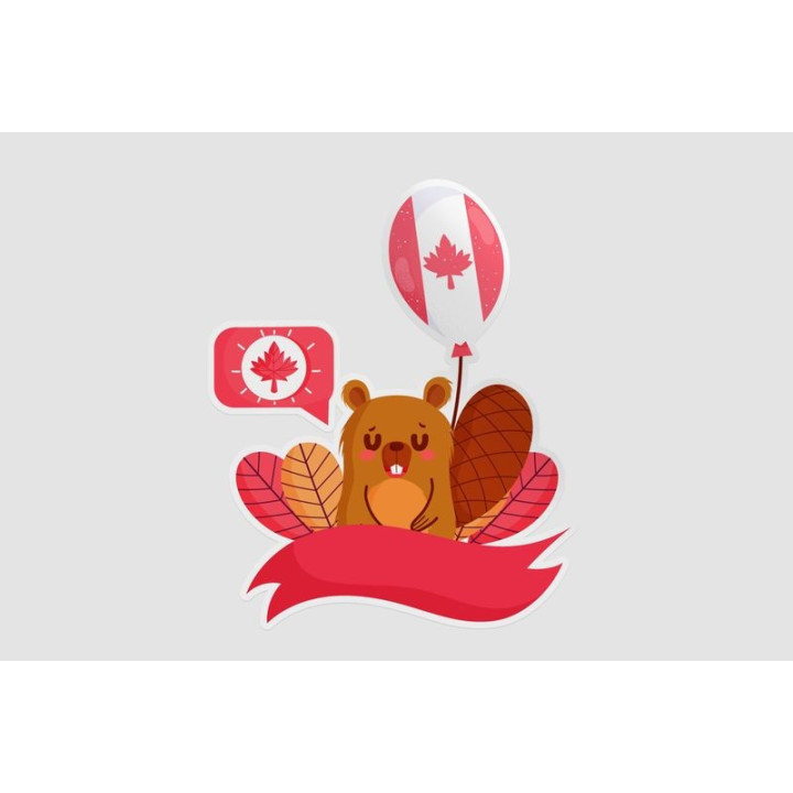 Beaver With Canadian Balloon And Bubble Sticker - DecalsHouse