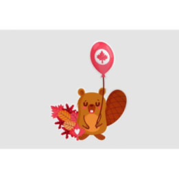 Beaver With Canadian Balloon Style 2 Sticker - DecalsHouse