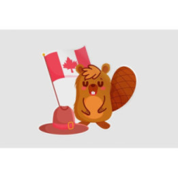 Beaver With Canadian Flag Style 2 Sticker - DecalsHouse