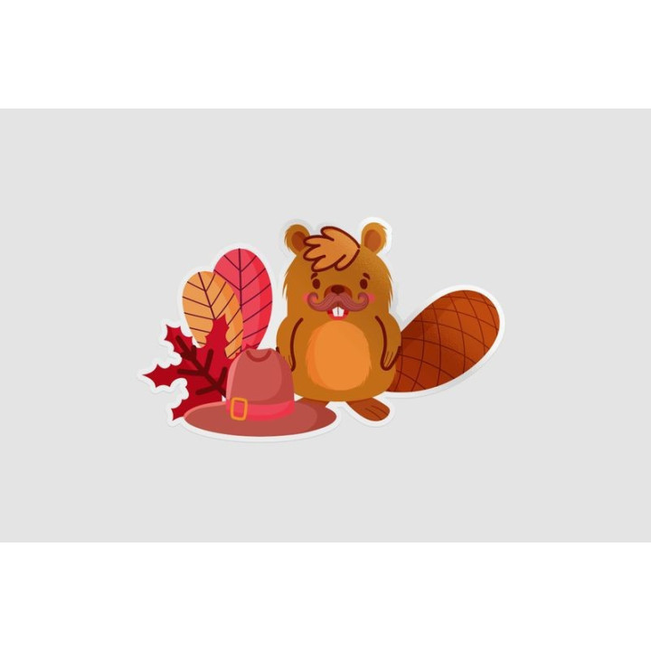 Beaver With Canadian Leaves And Hat Sticker - DecalsHouse