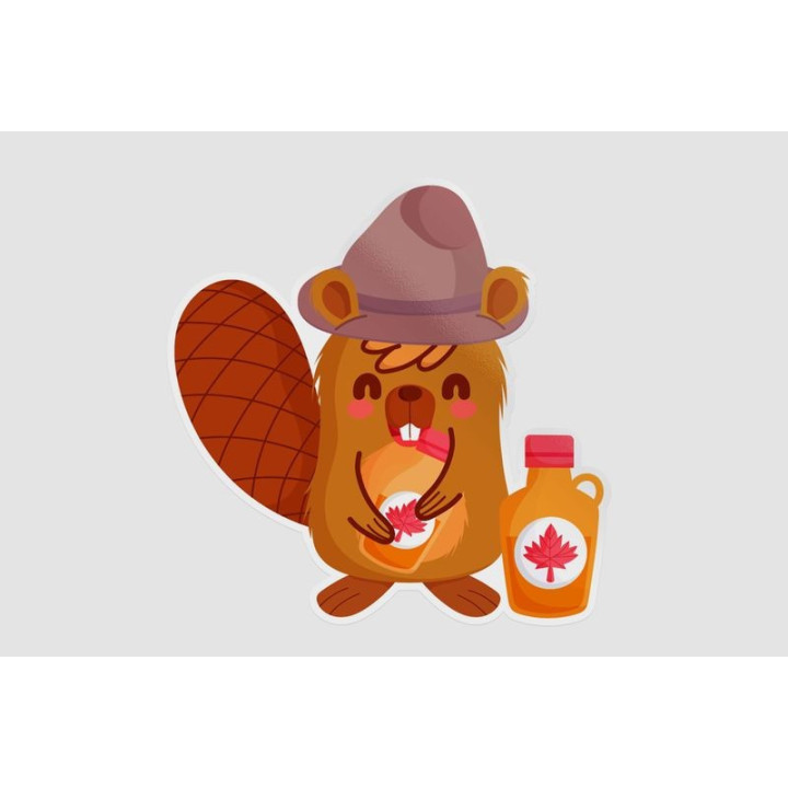 Beaver With Canadian Maple Syrup Style 2 Sticker - DecalsHouse