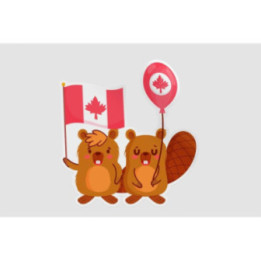 Beavers With Canadian Flag And Balloon Sticker - DecalsHouse
