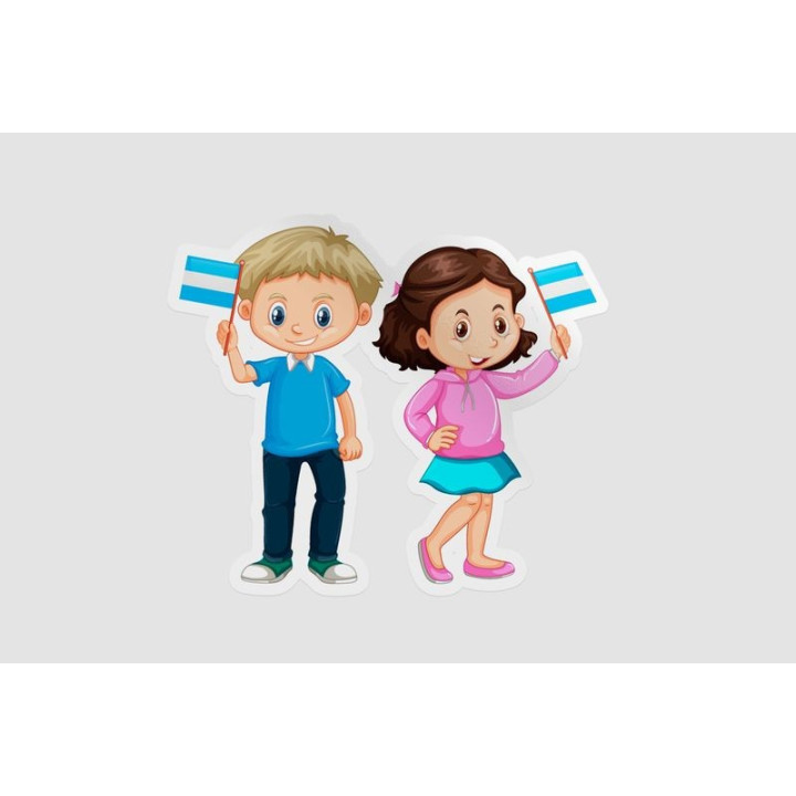 Boy And Girl Holding Nicaragua Flag Sticker - DecalsHouse