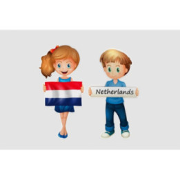 Boy And Girl With Flag Of Netherlands Sticker - DecalsHouse
