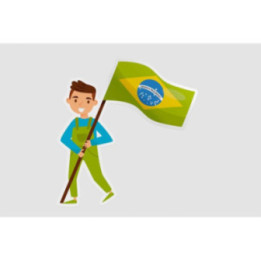 Boy With Brazilian Flag Sticker - DecalsHouse