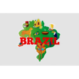 Brasil Cultural Symbols Map Sticker - DecalsHouse