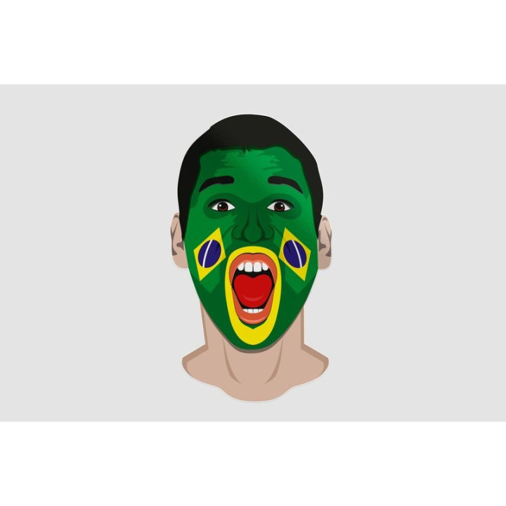 Brazil Fan Face Sticker - DecalsHouse