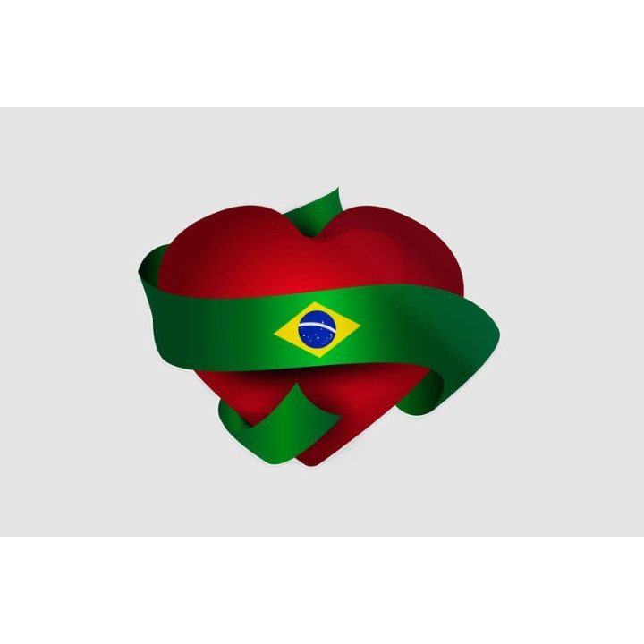 Brazil Flag Around Heart Sticker - DecalsHouse